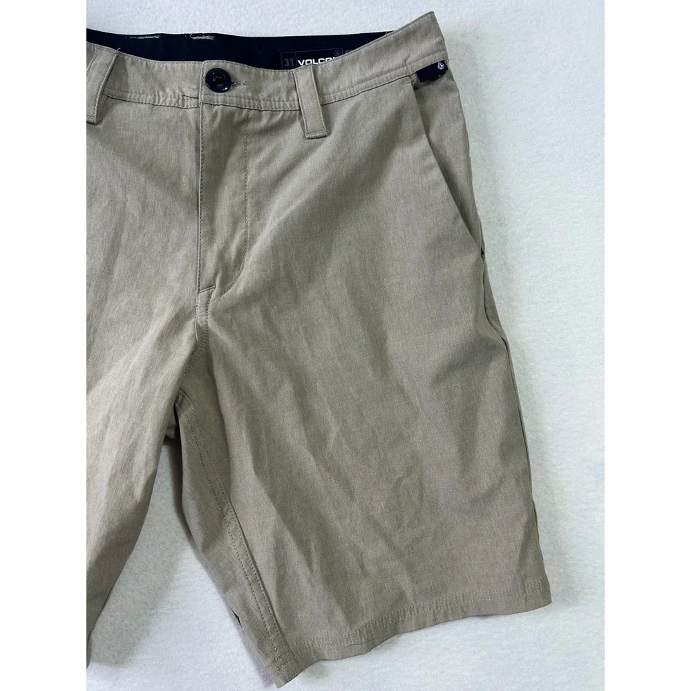 Volcom Mens Hybrid Shorts Khaki Tan Heathered Chino Boardshorts Size 31